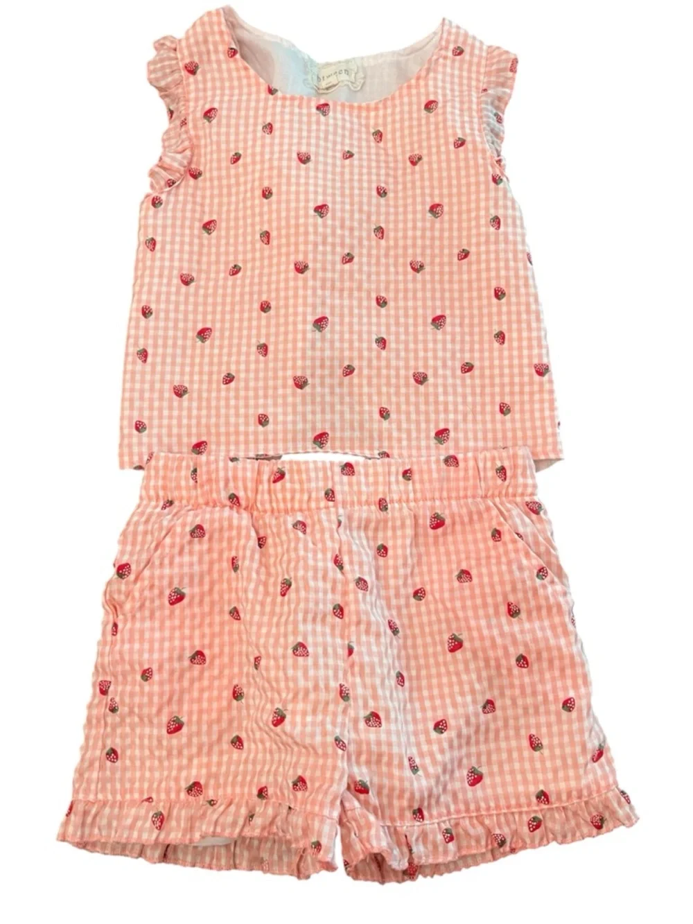 btween Pink Gingham Strawberry 2 piece set - Picture 1 of 3